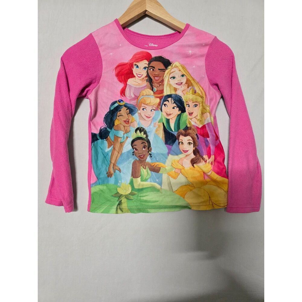 Disney Princess Girls Pink Long Sleeve Graphic Pajama Shirt Size M (7/8)